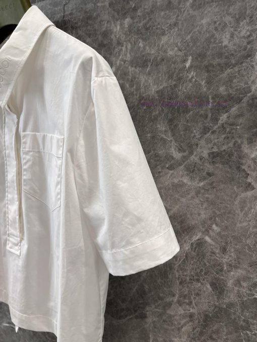 ZC60288 Gucci 25Ss Early Spring New Letter Embroidered Collar Half Button Short Sleeve Shirt 丨 g2xzjin2 - Image 7