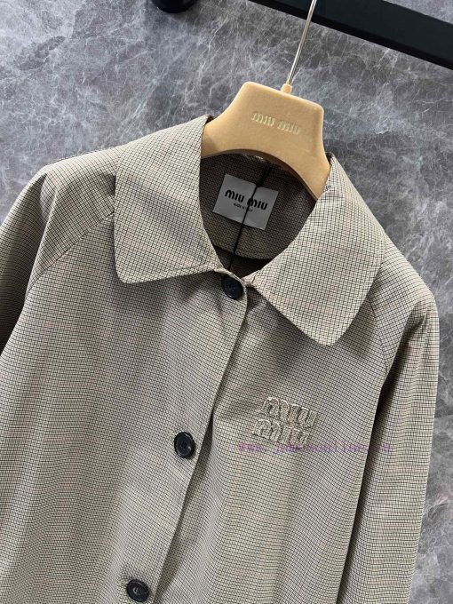 ZW60291 MiuM * U 25Ss Early Spring New Plaid College Style Unisex Long Windbreaker 丨 Yb Develop f26ueqy8 - Image 4