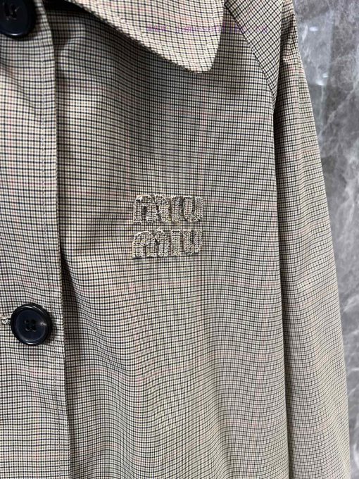 ZW60291 MiuM * U 25Ss Early Spring New Plaid College Style Unisex Long Windbreaker 丨 Yb Develop f26ueqy8 - Image 6