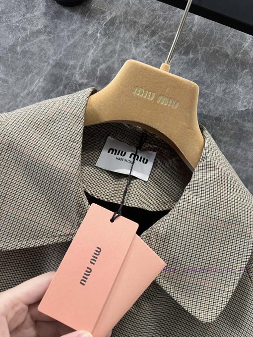 ZW60291 MiuM * U 25Ss Early Spring New Plaid College Style Unisex Long Windbreaker 丨 Yb Develop f26ueqy8 - Image 9