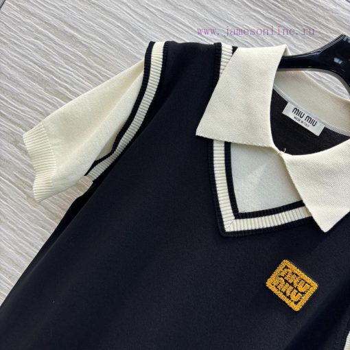 CL75701 Miu Miu Fake Two Piece Design POLO Ridge Knitted Skirt Straight Tube Version Super Exqu 1f9zsggl - Image 4