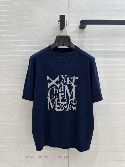 Highly Recommended BT75705 Max * 25 New Product Color Blocking Logo Jacquard Short Sleeved Knit 9v8wg4ni - Image 2