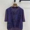 BT75706 Hermes 25 Early Spring New Product Bordeaux Red Rope Printed Splicing Knitted Top Tempe nbh9t6j9