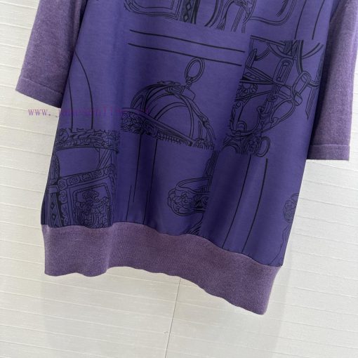 BT75706 Hermes 25 Early Spring New Product Bordeaux Red Rope Printed Splicing Knitted Top Tempe nbh9t6j9 - Image 7