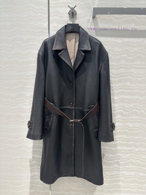 High End AW70625 P Tailand Academy Style Unisex Off Shoulder Large Jacket Long Leather Windbrea ji4txhc6