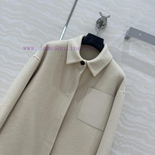 High End AW73191 LW Smart And Fashionable Handmade Wool Coat With 100% Lambskin Pocket Decorati 6ckfchdk - Image 3