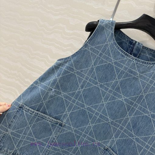 High End 🤞 AL75098 Miss Dior's New Product Is A Vintage Washed Denim Dress With A Rattan Plaid f1yvwnx6 - Image 5