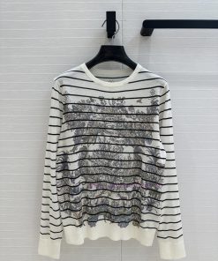 Highly Recommended ️ BT75735 Di * 25 Early Spring New Product Striped Flower Printed Linen Knit 10zczewx