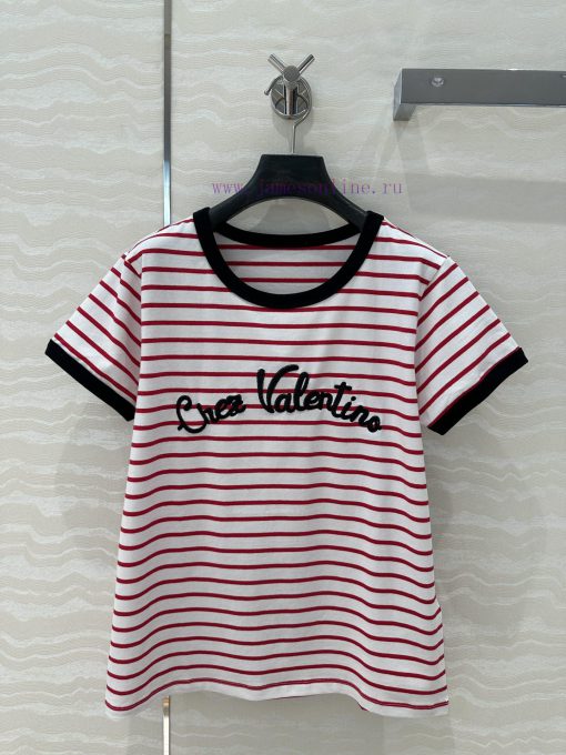 AT75750 V Series 25s Early Spring New Product Stripe Control Must Enter Pure Cotton Embroidered 5ticg3ef