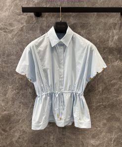 ZC60300 Louis Vuitton 25Ss Early Spring New Small Fly Sleeve Drawstring Lace Shirt | Yb Develop 47b0rl4c