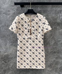 ZL60305 Valentino 25Ss Early Spring New Floral Print Bow Collar Short Sleeved Dress 丨 With Just rhs5ow6n