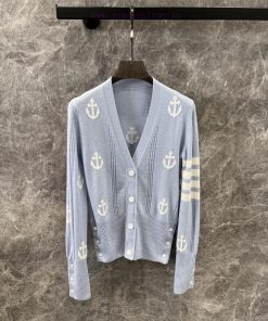 ZW60306 ThomBrow * E 25Ss Early Spring New College Style Anchor V-neck Striped Knitted Cardigan o2tck0g3