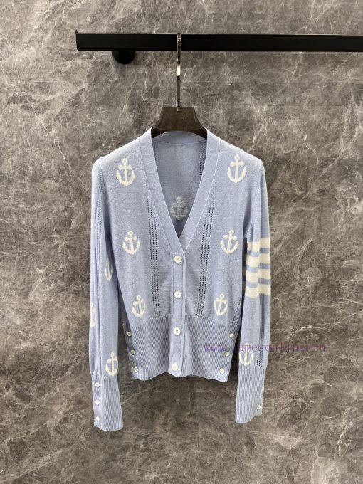 ZW60306 ThomBrow * E 25Ss Early Spring New College Style Anchor V-neck Striped Knitted Cardigan o2tck0g3 - Image 2