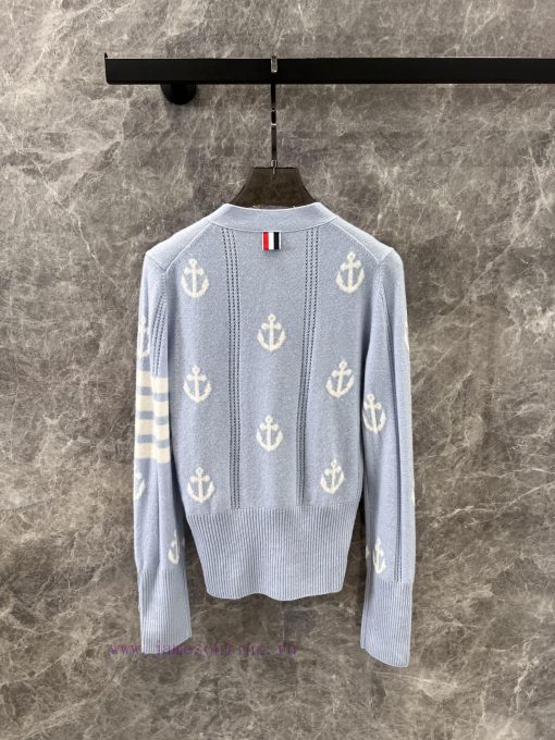 ZW60306 ThomBrow * E 25Ss Early Spring New College Style Anchor V-neck Striped Knitted Cardigan o2tck0g3 - Image 3