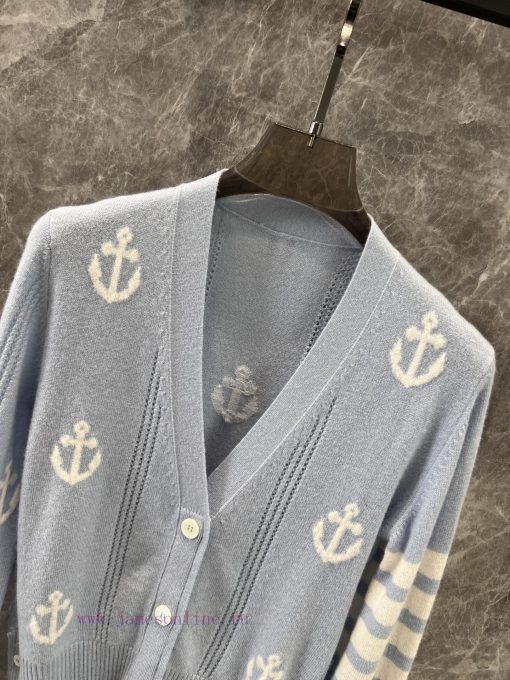 ZW60306 ThomBrow * E 25Ss Early Spring New College Style Anchor V-neck Striped Knitted Cardigan o2tck0g3 - Image 4