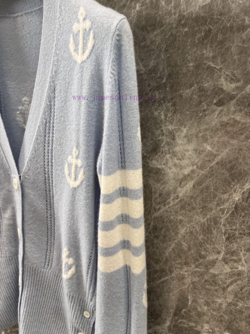 ZW60306 ThomBrow * E 25Ss Early Spring New College Style Anchor V-neck Striped Knitted Cardigan o2tck0g3 - Image 6