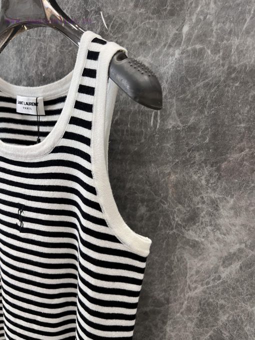 ZT60307 Saint Laur * Nt 25Ss Early Spring New Simple Style Stripe Logo Embroidered Knitted Tank x4ukz3iq - Image 7
