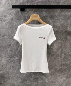 ZT60310 MiuM * U 25Ss Early Spring New Petit Bateau X Miu Co Branded Letter Sailboat Logo Lace c5og69pt