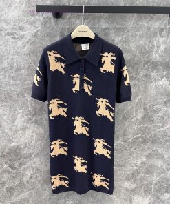 ZL60317 Burb * Erry 25Ss Early Spring New Warhorse Jacquard Polo Collar Knitted Short Sleeved D 25a9svka