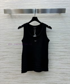 CT75760 Chanel 25 Spring/Summer New Product Solid Color Vertical Knitted Tank Top With Delicate 4vsneqnu