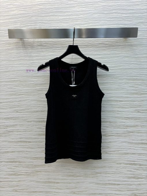 CT75760 Chanel 25 Spring/Summer New Product Solid Color Vertical Knitted Tank Top With Delicate 4vsneqnu - Image 2