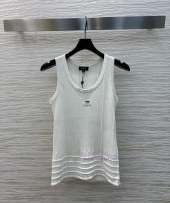 CT75760 Chanel 25 Spring/Summer New Product Solid Color Vertical Knitted Tank Top With Delicate 48dtg3c8