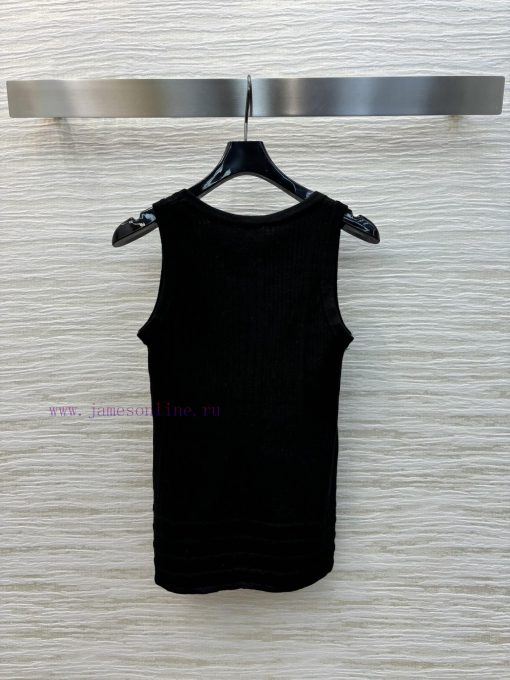CT75760 Chanel 25 Spring/Summer New Product Solid Color Vertical Knitted Tank Top With Delicate 4vsneqnu - Image 7