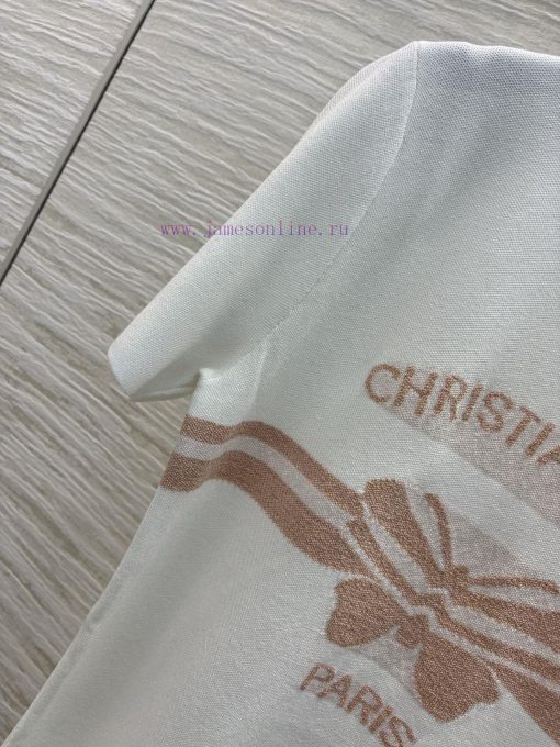 CT75762 Dior 25 Early Autumn New Collection Color Contrasting Letter Bow Knitted Short Sleeve T nb89fcnp - Image 4