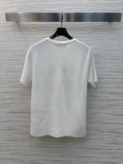 CT75762 Dior 25 Early Autumn New Collection Color Contrasting Letter Bow Knitted Short Sleeve T nb89fcnp - Image 7