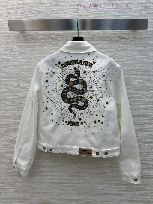 CW75765 Dior 25 Early Spring New Collection Snake Star Pattern Printed Denim Jacket With Snake t05vjgey - Image 3