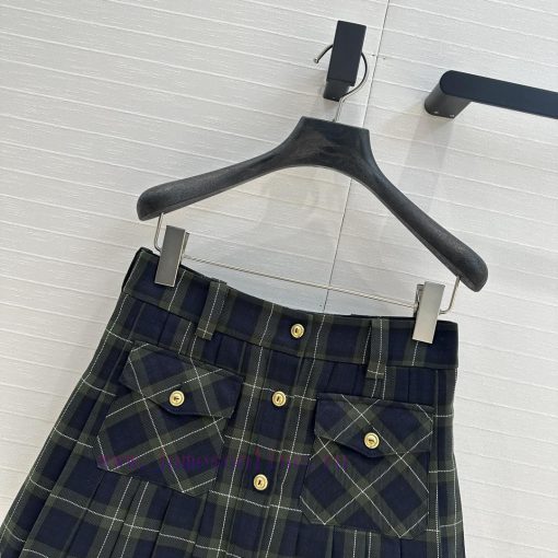 BB72562 Mi Miu Collection 24 Autumn/Winter New Product Retro Academy Style Green Grid Folded Ha 6a14uudz - Image 3