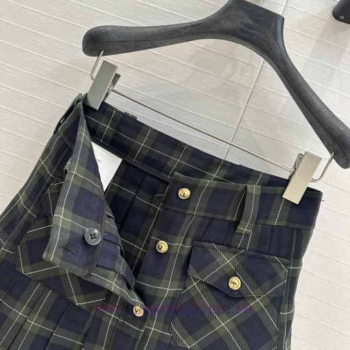 BB72562 Mi Miu Collection 24 Autumn/Winter New Product Retro Academy Style Green Grid Folded Ha 6a14uudz - Image 5