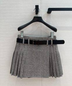 Strongly Recommend BB75771 Di * Early Spring New Product Leather Belt Thousand Bird Grid Folded x4zugug2