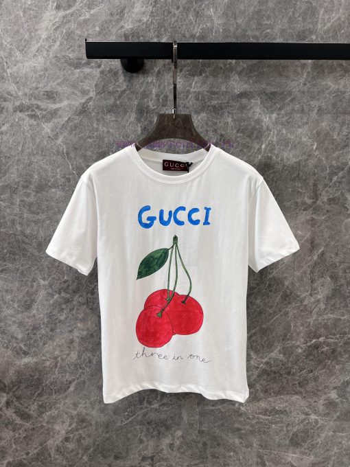 ZT60319 Gucci 25Ss Early Spring New Cherry Print Round Neck Short Sleeved T-shirt | Yb Developm sl1xa6bt