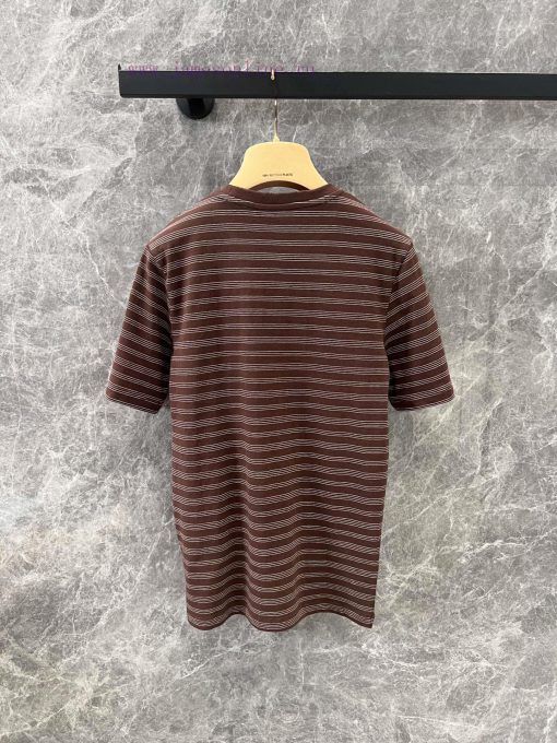 ZT59920 Miumi * 25Ss Early Spring New Simple Versatile Contrast Color Stripe Round Neck Short S zigseaek - Image 3
