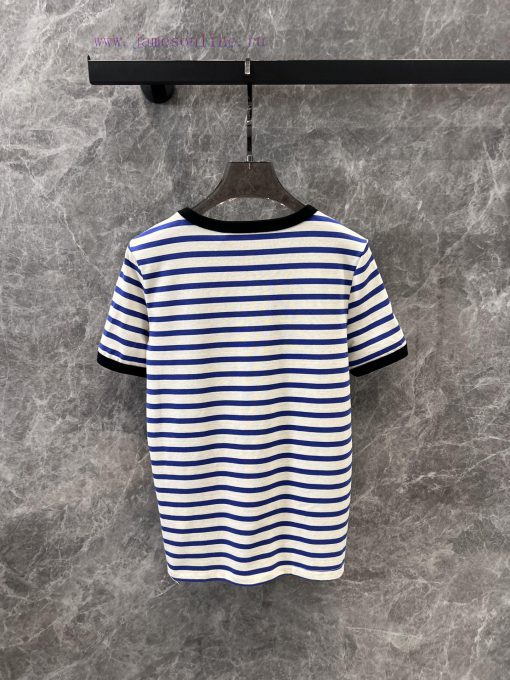 ZT60327 Valentino 25Ss Spring/Summer New Stripe Letter Embroidered Round Neck Short Sleeve T-sh b7j1gjfb - Image 3