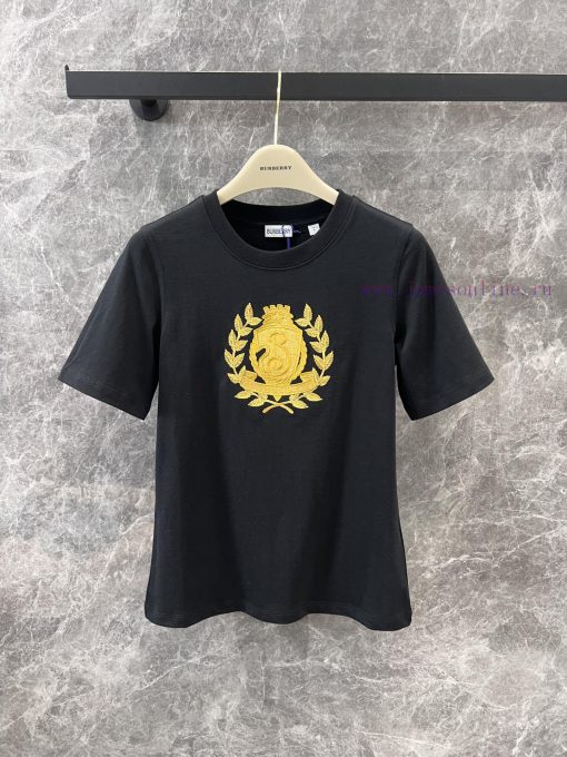 ZT60328 Burberry 25Ss Spring/Summer New Collection Letter B Logo Embroidered Round Neck Short S qzjo0h5b - Image 2