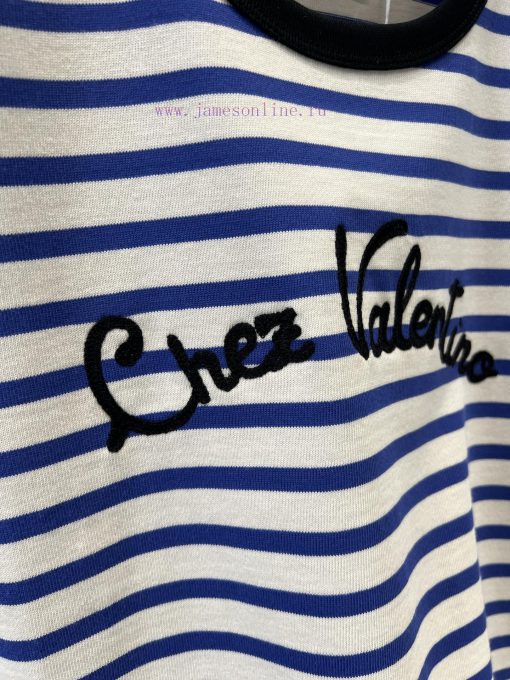 ZT60327 Valentino 25Ss Spring/Summer New Stripe Letter Embroidered Round Neck Short Sleeve T-sh b7j1gjfb - Image 6