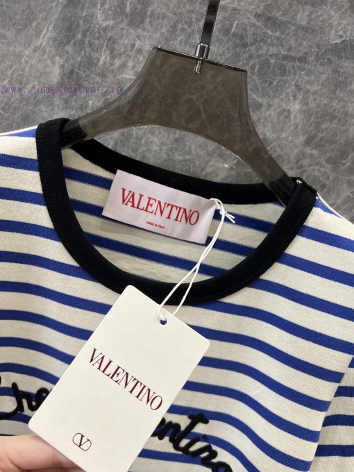 ZT60327 Valentino 25Ss Spring/Summer New Stripe Letter Embroidered Round Neck Short Sleeve T-sh b7j1gjfb - Image 9