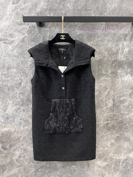 ZL60330 Chanel 25Ss Spring/Summer New Navy Collar Bead Hooded Coarse Floral Sleeveless Dress | 5tl6y281 - Image 2