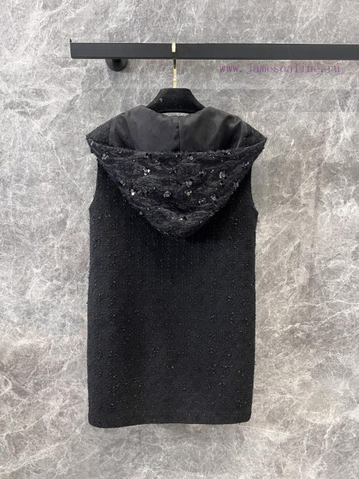 ZL60330 Chanel 25Ss Spring/Summer New Navy Collar Bead Hooded Coarse Floral Sleeveless Dress | 5tl6y281 - Image 3