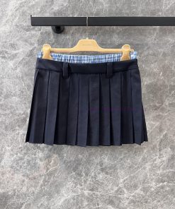 ZB60331 Mium * U 25Ss Spring/Summer New Checkered Splicing Hundred Fold Half Skirt | YB Has Dev wudmdkwk
