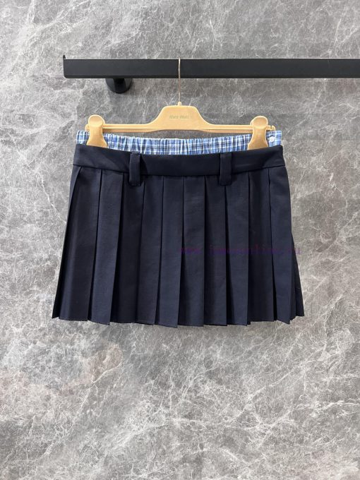 ZB60331 Mium * U 25Ss Spring/Summer New Checkered Splicing Hundred Fold Half Skirt | YB Has Dev wudmdkwk