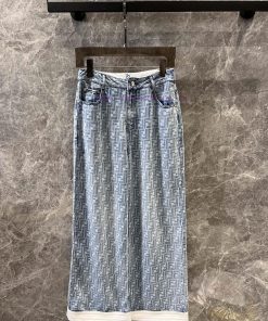 ZK60333 Fendi 25Ss Spring/Summer New Letter Printing Heavy Industry Water Washing Denim Wide Le e2grflvb