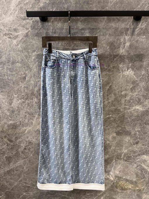 ZK60333 Fendi 25Ss Spring/Summer New Letter Printing Heavy Industry Water Washing Denim Wide Le e2grflvb