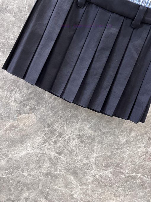 ZB60331 Mium * U 25Ss Spring/Summer New Checkered Splicing Hundred Fold Half Skirt | YB Has Dev wudmdkwk - Image 8