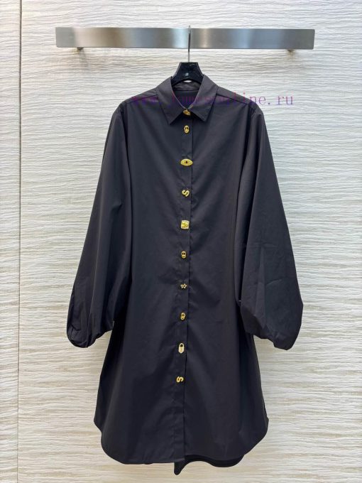 CL75585 Schiaparelli 25 Early Spring New Style Shirt Style Diverse Button Up Bubble Sleeve Dres 6vlrh3ae