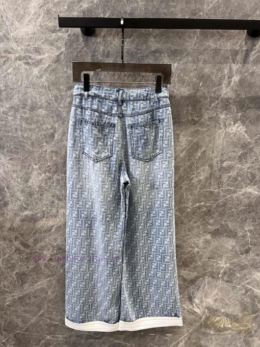 ZK60333 Fendi 25Ss Spring/Summer New Letter Printing Heavy Industry Water Washing Denim Wide Le e2grflvb - Image 3