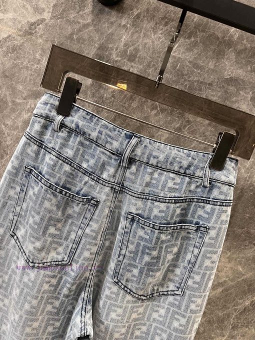 ZK60333 Fendi 25Ss Spring/Summer New Letter Printing Heavy Industry Water Washing Denim Wide Le e2grflvb - Image 5
