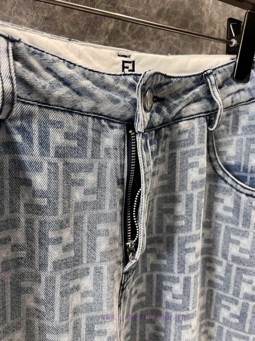 ZK60333 Fendi 25Ss Spring/Summer New Letter Printing Heavy Industry Water Washing Denim Wide Le e2grflvb - Image 7